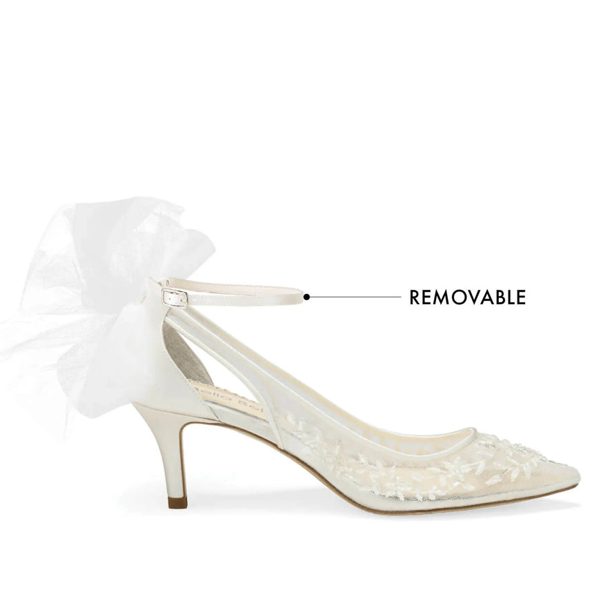 Bella Belle Esther Beaded Kitten Heel Ivory