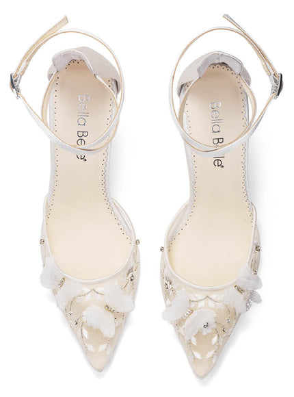 Bella Belle Eve Ivory Embroidered Butterfly Heels