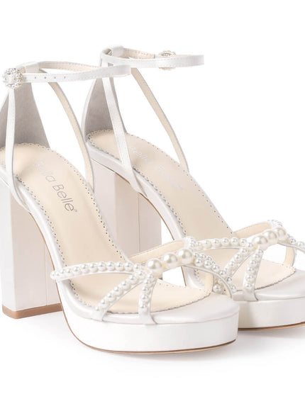 Bella Belle Lola Ivory Pearl Open Toe Platform Heels