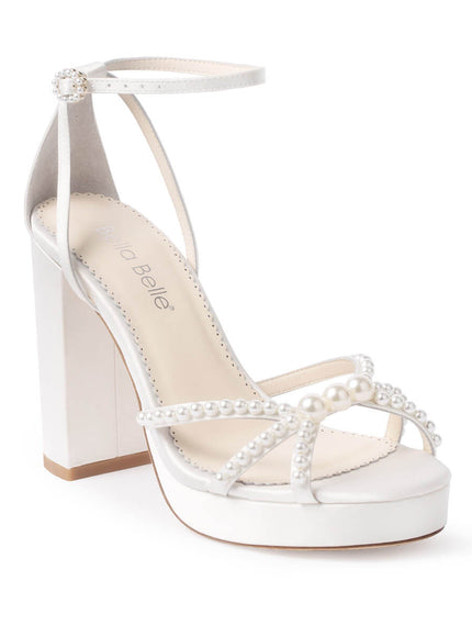 Bella Belle Lola Ivory Pearl Open Toe Platform Heels
