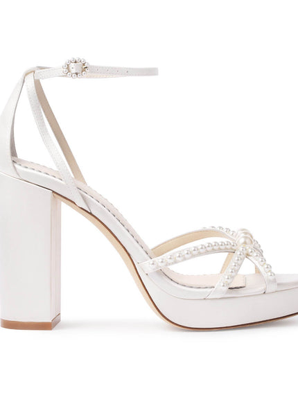 Bella Belle Lola Ivory Pearl Open Toe Platform Heels