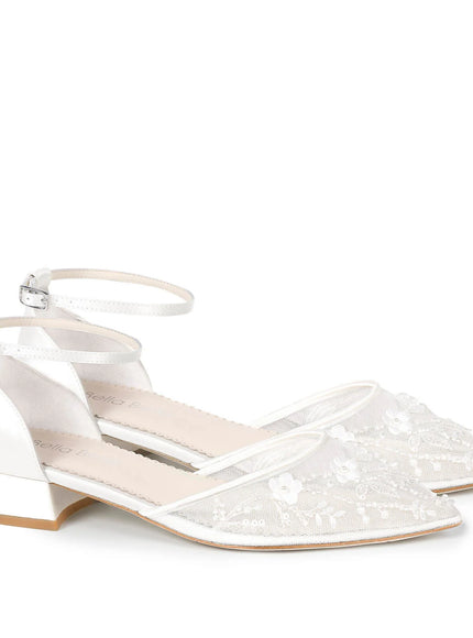 Bella Belle Thalia Floral Embroidered Ivory Wedding Flats