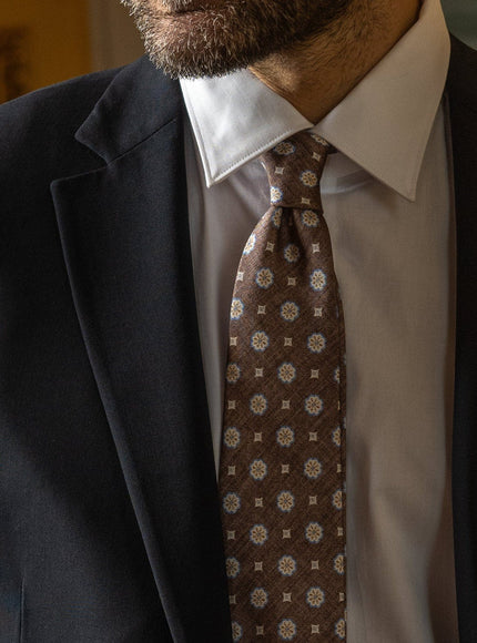 Elizabetta Antinori Printed Silk Tie - Brown