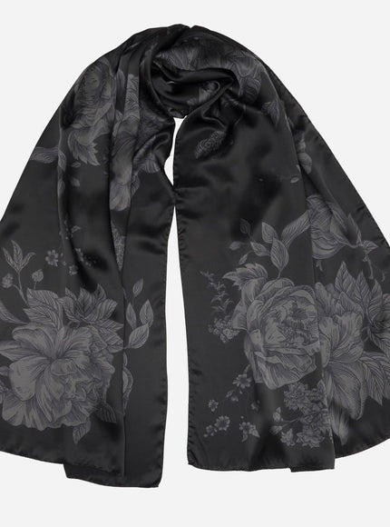 Elizabetta Isabella Silk Scarf Shawl in Black - photo 1