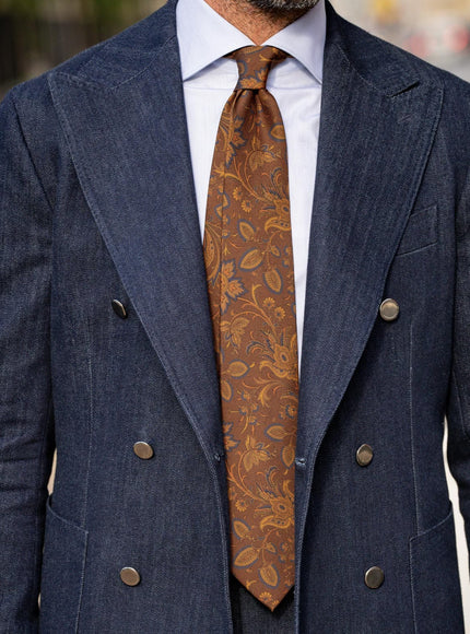 Elizabetta Borromeo Printed Madder Silk Tie - Pecan Brown