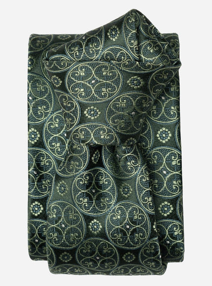 Elizabetta Palladio Silk Jacquard Tie Forest Green
