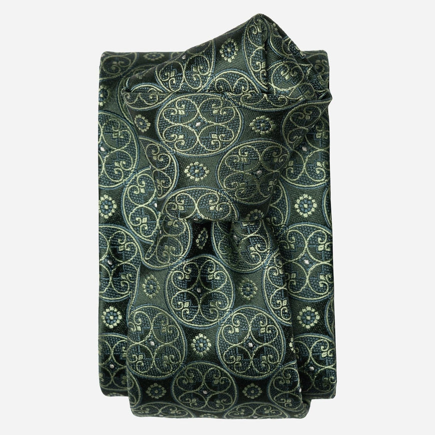 Elizabetta Palladio Silk Jacquard Tie Forest Green
