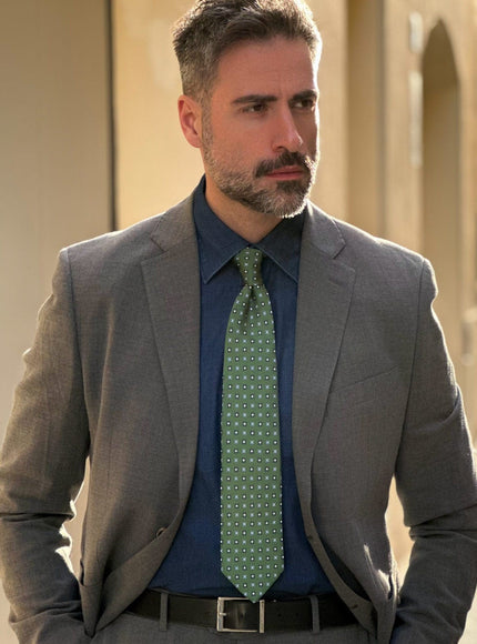 Elizabetta Siracusa Printed Silk Tie Green