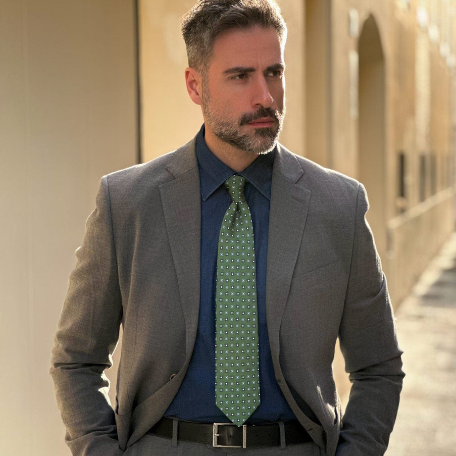 Elizabetta Siracusa Printed Silk Tie Green