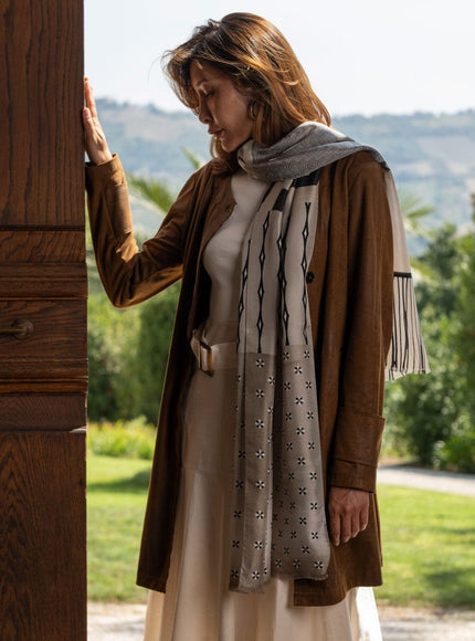 Elizabetta Atri Large Silk Scarf in Sand