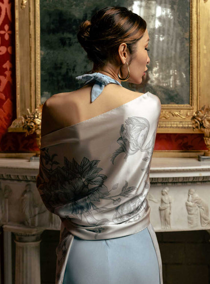 Elizabetta Isabella Silk Scarf Shawl in Pearl Grey - photo 4