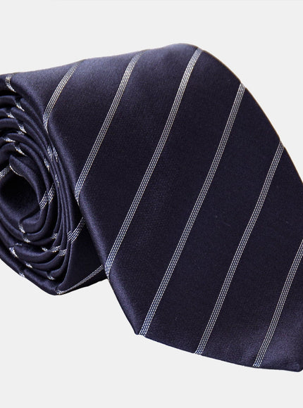 Elizabetta navy and silver silk jacquard tie