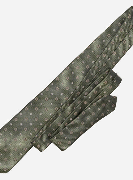 Elizabetta Benelli Silk Jacquard Tie in Sage Green, close-up weave