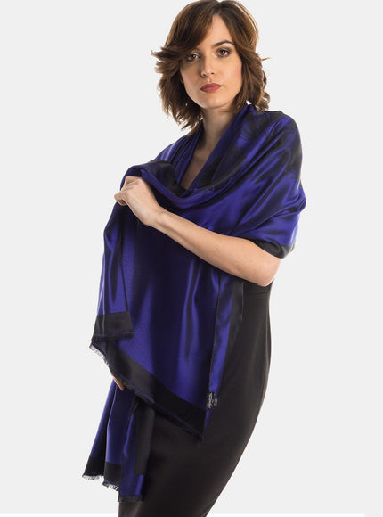 Elizabetta Fortuna Silk Shawl - Sapphire Blue