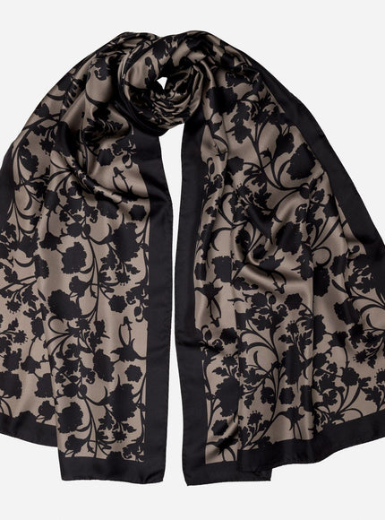 Elizabetta Regina Silk Scarf Shawl - Pearl Black
