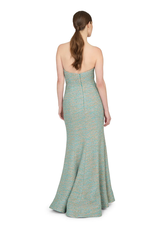 Anne Barge Emilia Metallic Tweed Evening Gown