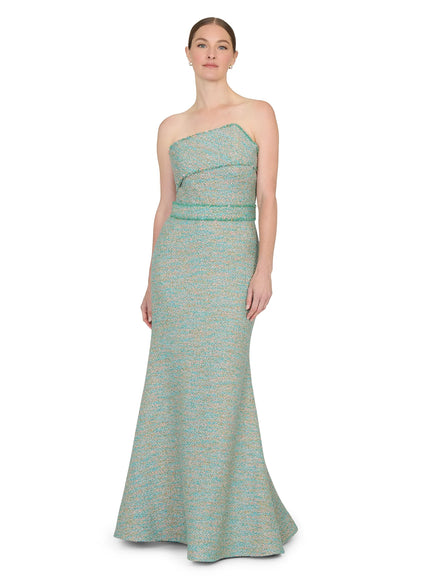 Anne Barge Emilia Metallic Tweed Evening Gown