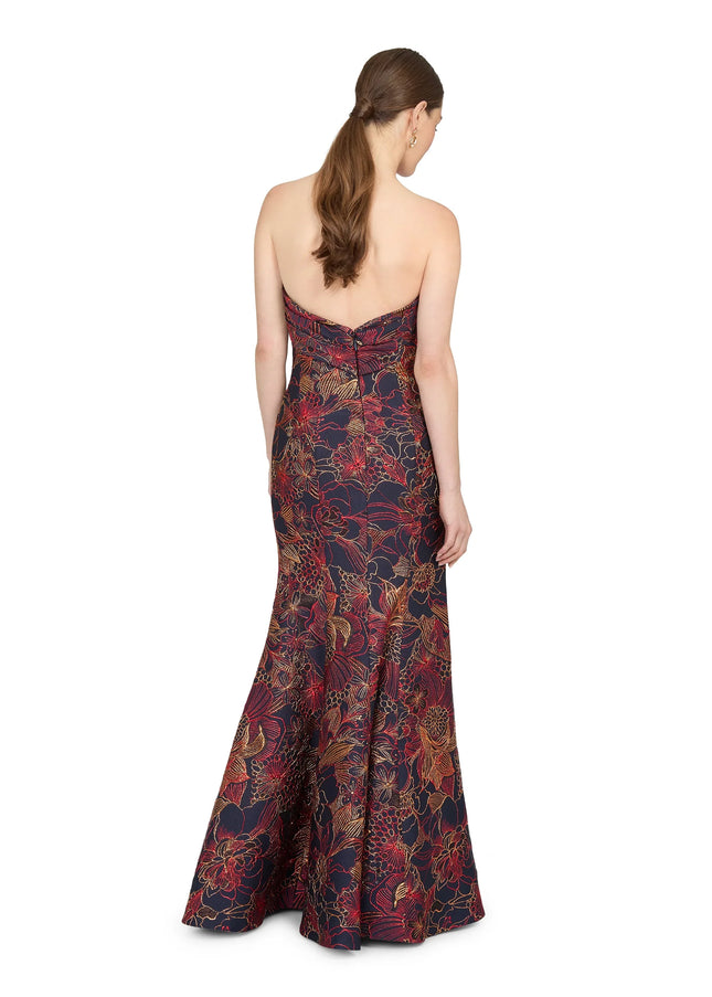 Anne Barge Esperanza Strapless Filigree Jacquard Gown