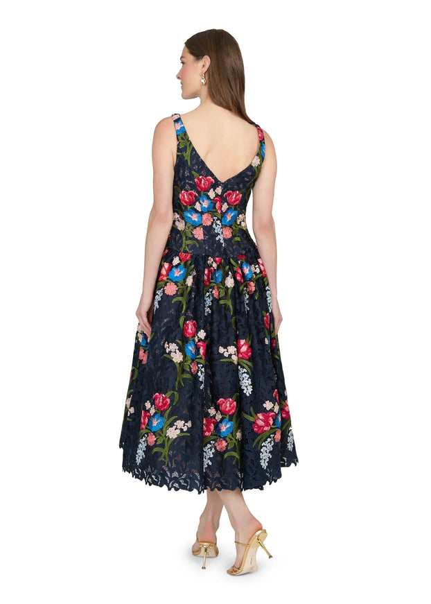 Anne Barge Gabriela Guipure Lace Tea-Length Gown