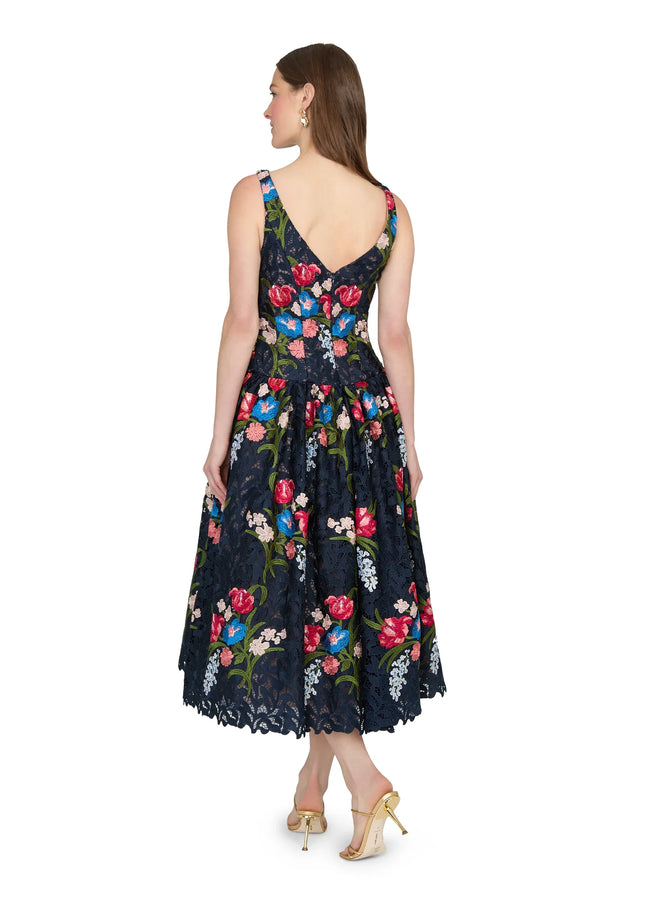Anne Barge Gabriela Guipure Lace Tea-Length Gown