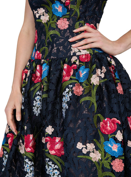 Anne Barge Gabriela Guipure Lace Tea-Length Gown