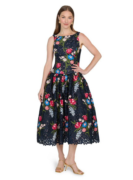 Anne Barge Gabriela Guipure Lace Tea-Length Gown