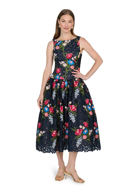 Anne Barge Gabriela Guipure Lace Tea-Length Gown