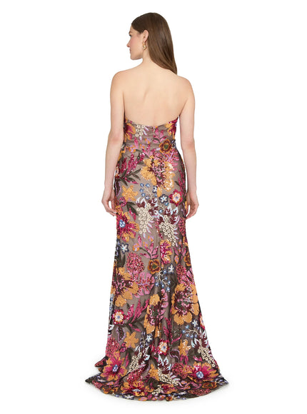 Anne Barge Isela Garden Sequin Strapless Column Gown