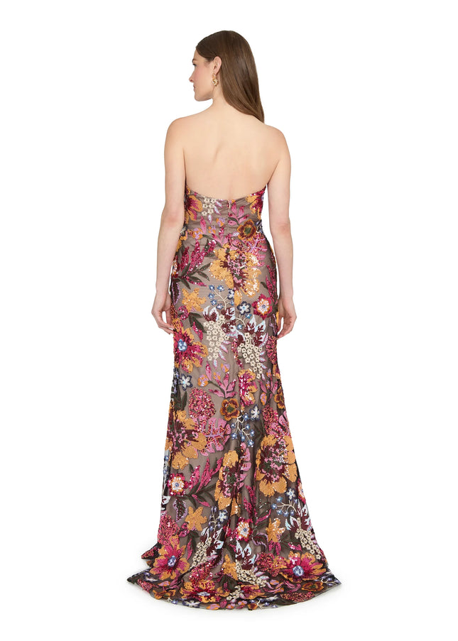 Anne Barge Isela Garden Sequin Strapless Column Gown
