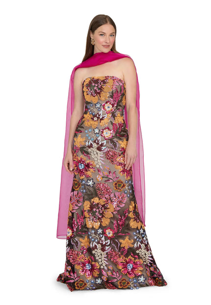 Anne Barge Isela Garden Sequin Strapless Column Gown