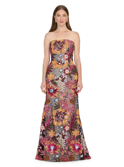 Anne Barge Isela Garden Sequin Strapless Column Gown