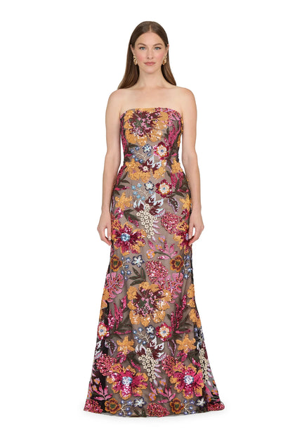 Anne Barge Isela Garden Sequin Strapless Column Gown