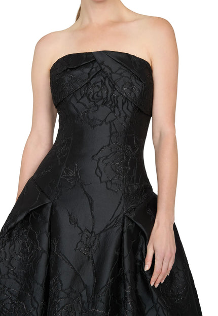 Anne Barge Letizia Camellia Vine Jacquard Strapless Ballgown