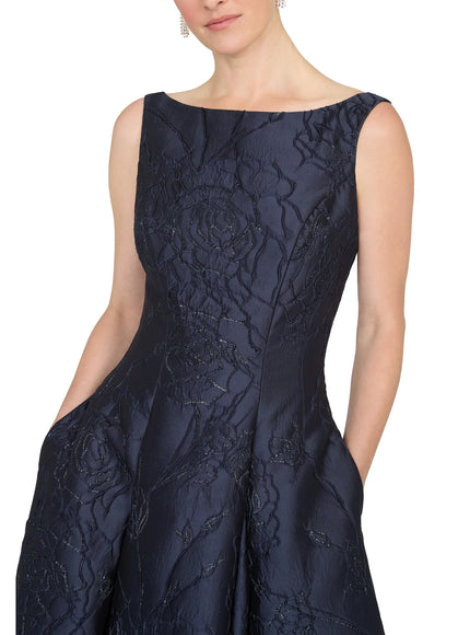 Anne Barge Marcel Jacquard High-Low Evening Gown