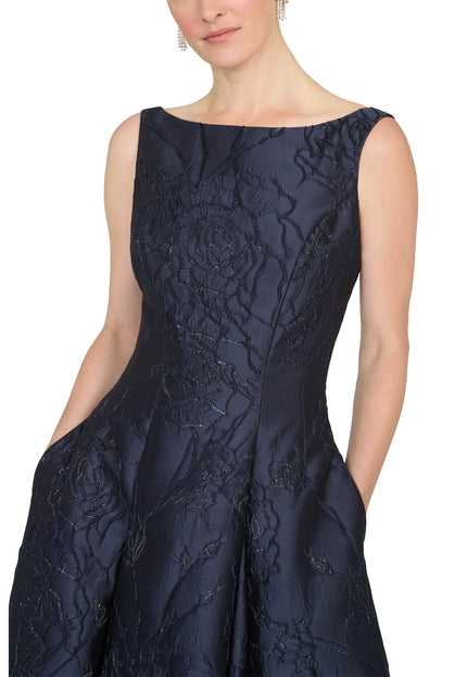 Anne Barge Marcel Jacquard High-Low Evening Gown
