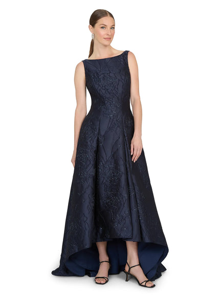 Anne Barge Marcel Jacquard High-Low Evening Gown