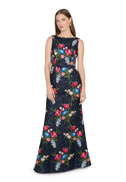 Anne Barge Renata Embroidered Guipure Column Evening Gown