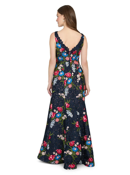 Anne Barge Renata Embroidered Guipure Column Evening Gown