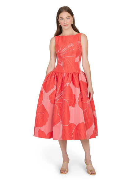 Anne Barge Rocio Petal Jacquard Tea-Length Gown