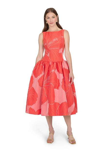Anne Barge Rocio Petal Jacquard Tea-Length Gown