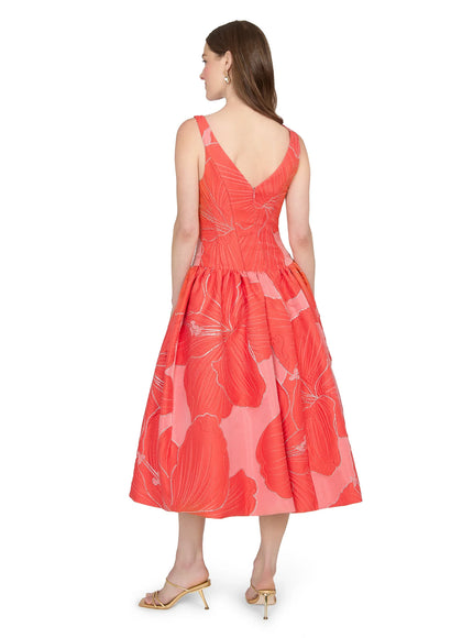 Anne Barge Rocio Petal Jacquard Tea-Length Gown