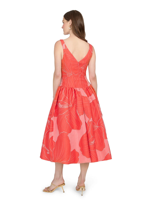 Anne Barge Rocio Petal Jacquard Tea-Length Gown