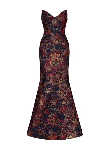 Anne Barge Esperanza Strapless Filigree Jacquard Gown