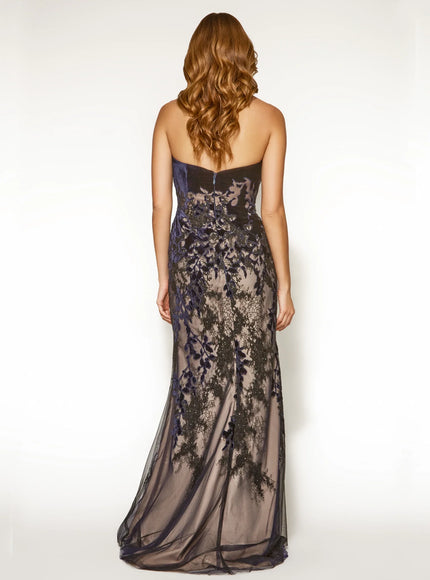 Anne Barge Imari Embroidered Lace Strapless Gown
