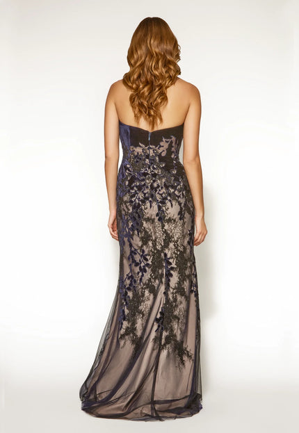 Anne Barge Imari Embroidered Lace Strapless Gown