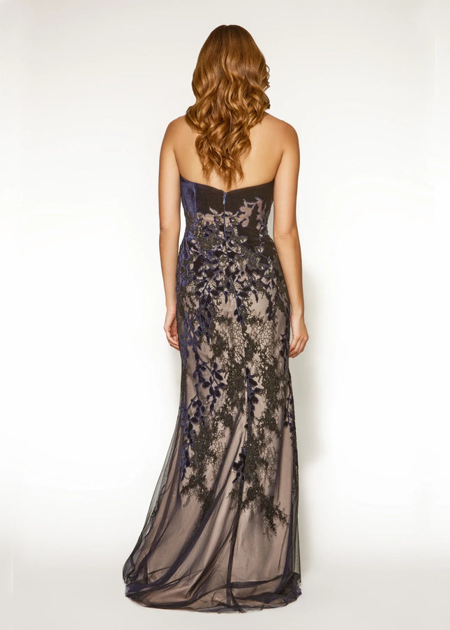 Anne Barge Imari Embroidered Lace Strapless Gown