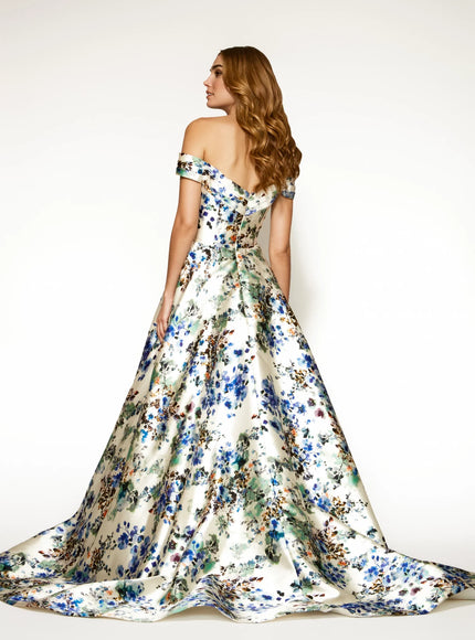 Anne Barge La Rochelle Silk Off the Shoulder Gown