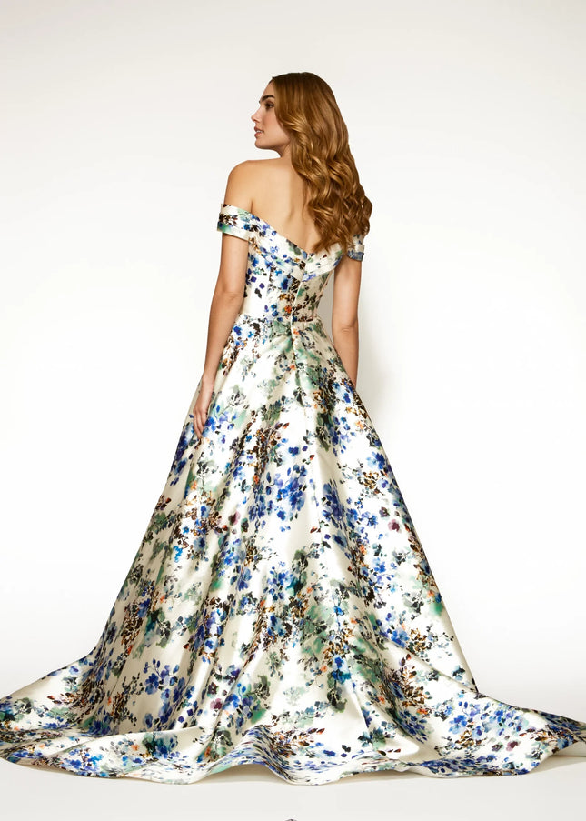 Anne Barge La Rochelle Silk Off the Shoulder Gown