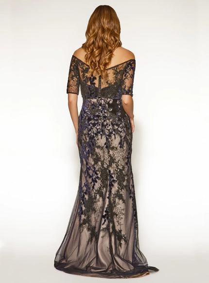 Anne Barge Imari Embroidered Lace Strapless Gown