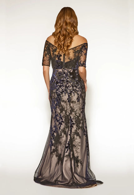 Anne Barge Imari Embroidered Lace Strapless Gown